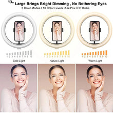 Load image into Gallery viewer, 26 33CM Video Lights Dimmable Light Selfie LED Ring Light USB Ring Lighting Lamp With Tripod Stand To Make Youtube Ringlight
