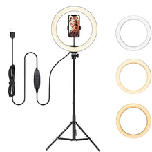 Load image into Gallery viewer, 26 33CM Video Lights Dimmable Light Selfie LED Ring Light USB Ring Lighting Lamp With Tripod Stand To Make Youtube Ringlight
