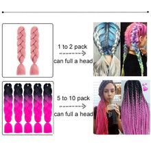 Load image into Gallery viewer, 24Inch Synthetic Ombre Rainbow Mixed Colors Long Straight Box Jumbo Braids Hairpiece Crochet Hair for Women
