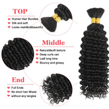 Load image into Gallery viewer, Human Braiding Hair Deep Wave Bulk Human Hair 100g No Weft Human Hair Bundles Micro Human Braiding Hair for Boho Braids
