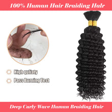 Load image into Gallery viewer, Human Braiding Hair Deep Wave Bulk Human Hair 100g No Weft Human Hair Bundles Micro Human Braiding Hair for Boho Braids
