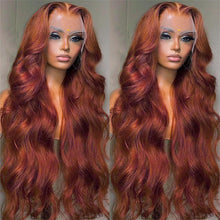 Load image into Gallery viewer, 13x4 Reddish Brown Body Wave Lace Frontal Human Hair Wig HD Transparent 13x6 Lace Frontal Wig Glueless Human Hair Wig PrePlucked
